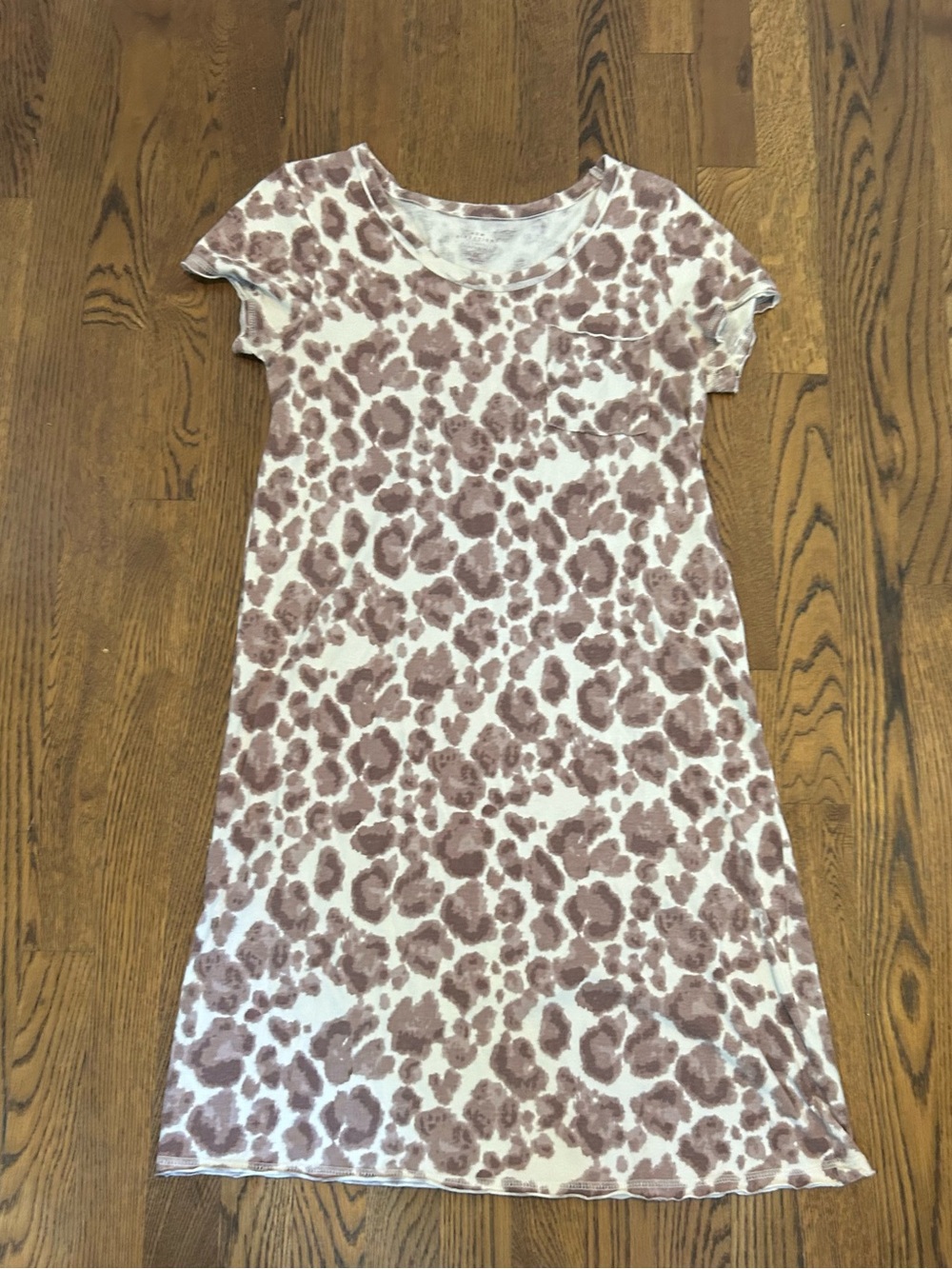 new directions Cream Taupe & Brown Leopard Print Short Sleeve t shirt  Dress